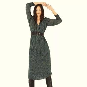 BA&SH Green Lucy Midi Long Sleeve Dress - Size S Emerald